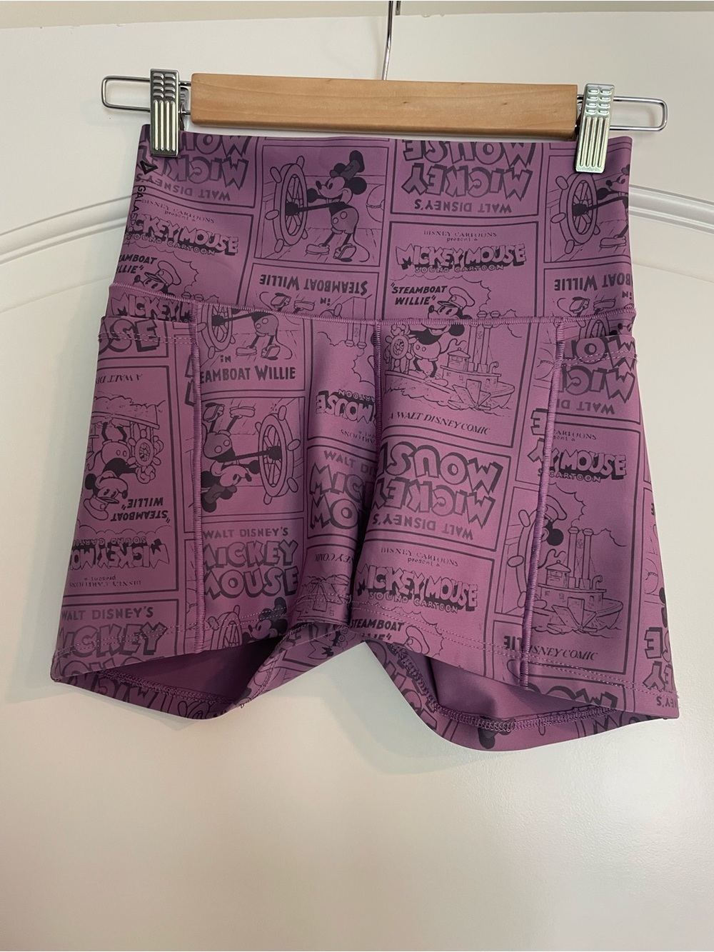 GALA Sport Mickey Mouse Comic Athletic Shorts Purple Knit Lightweight Training